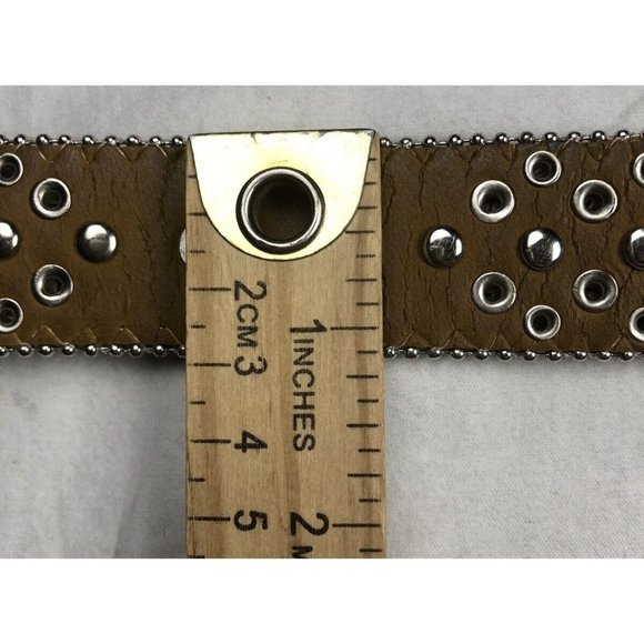 Taylor Brands leather studded Belt Woman Rhinestones Pink Peace and love buckle - Picture 6 of 6